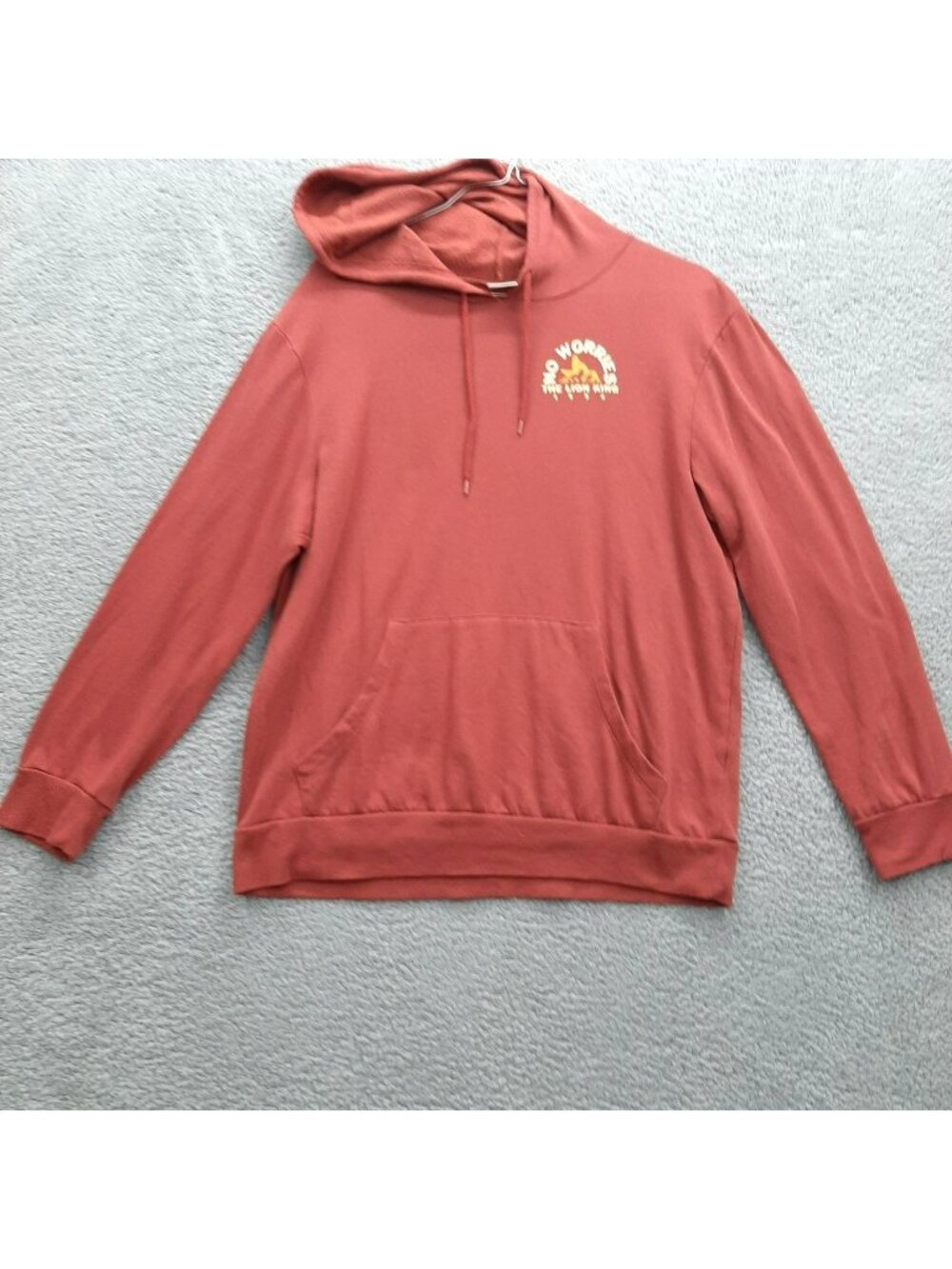 Vintage Disney The Lion King No Worries 1994 Hoodie Rust Red Pullover Sz L